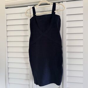 Herve Leger Vintage Navy Strapless Bandage Dress